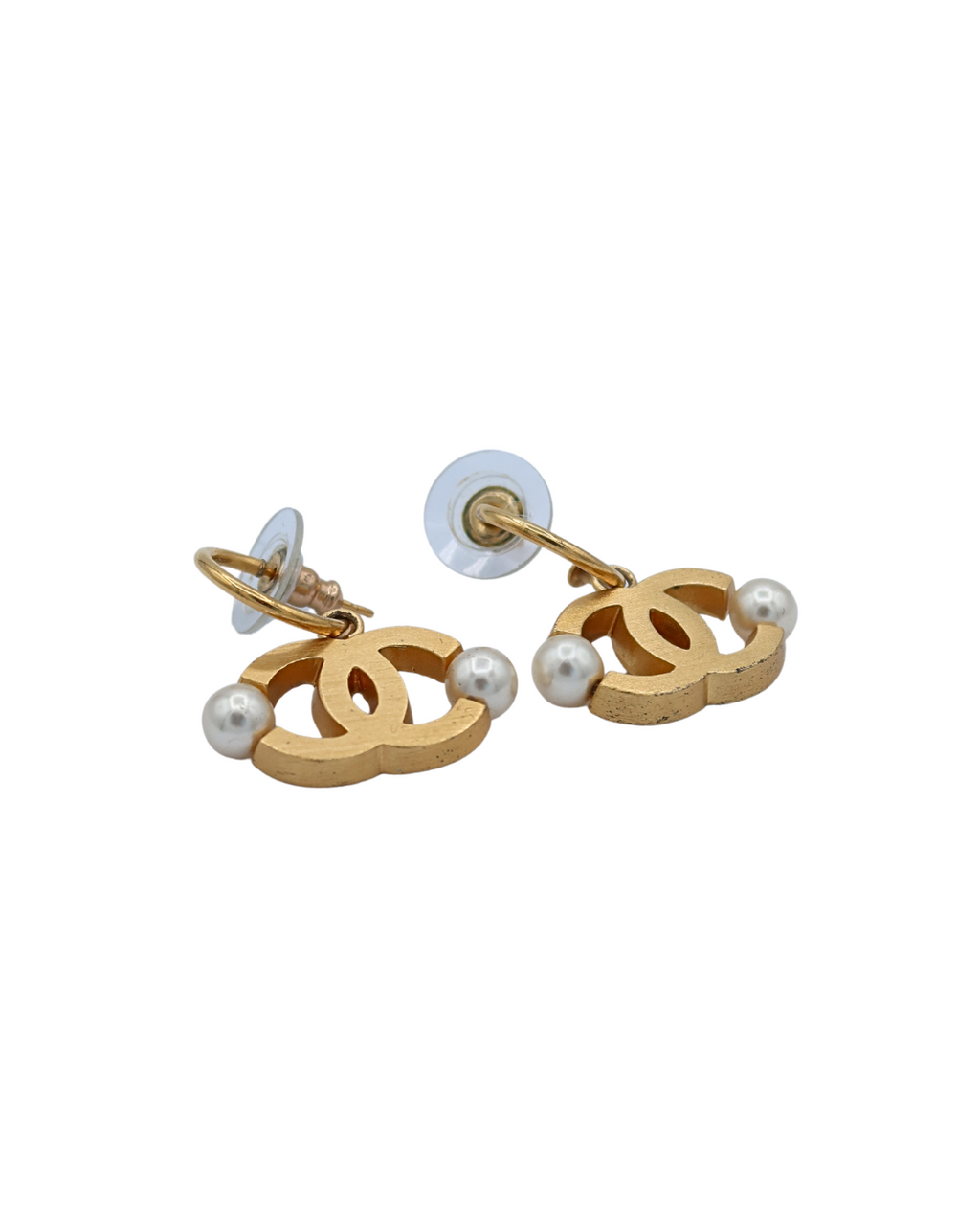 Chanel Vintage CC Logo Earrings with Faux Pearl