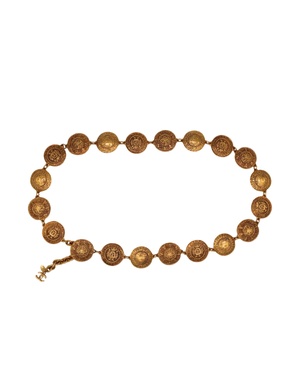 Chanel Vintage Gold-Tone Coco Mark Medallion Chain Belt