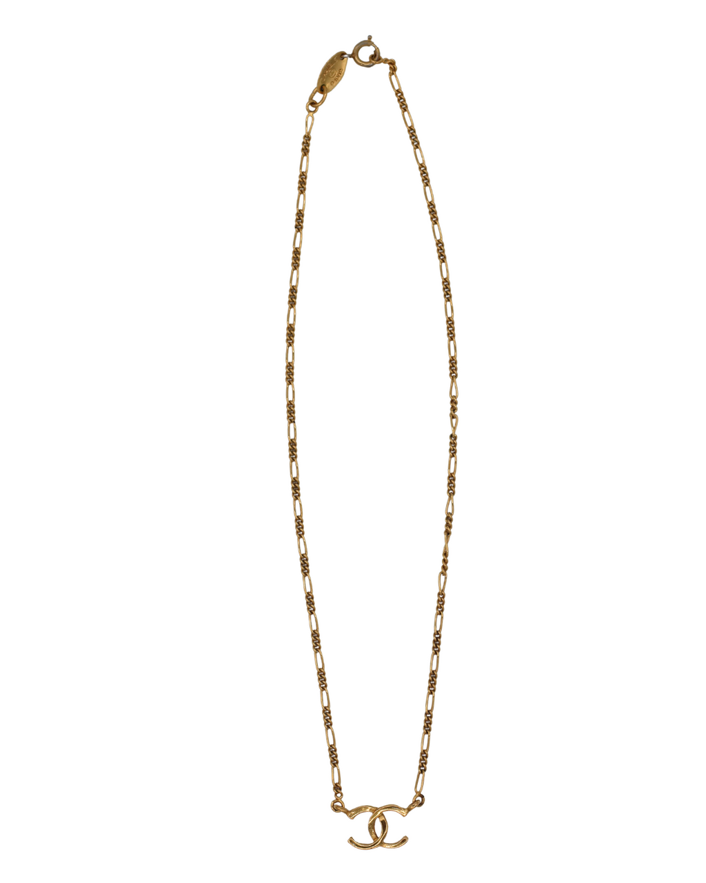 Chanel Vintage 1980s CC Logo Pendant Necklace with Thin Chain