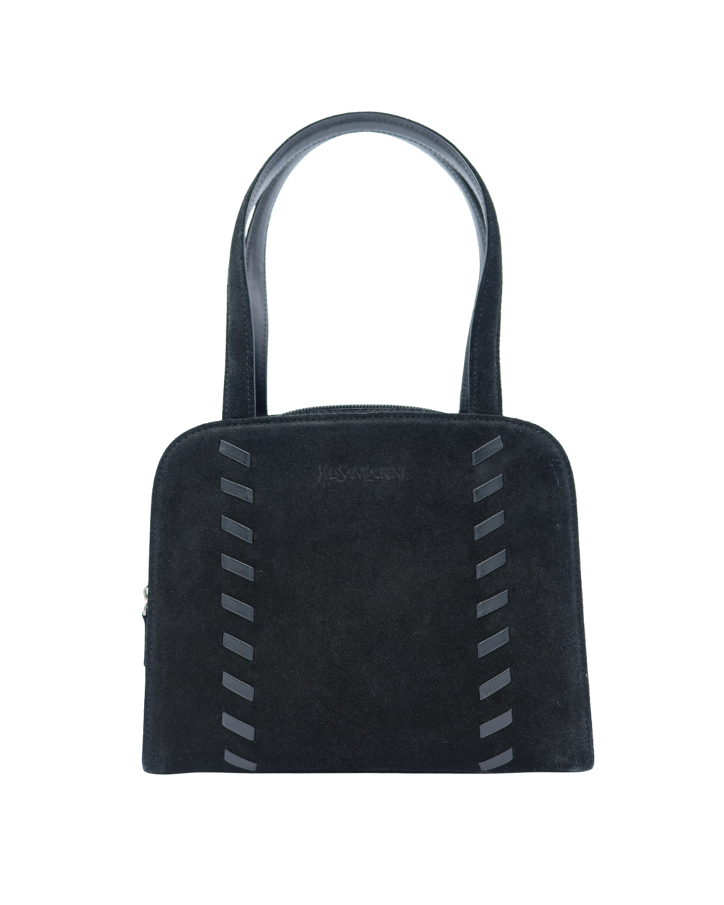Yves Saint Laurent Vintage Black Suede & Leather Stitched Shoulder Bag