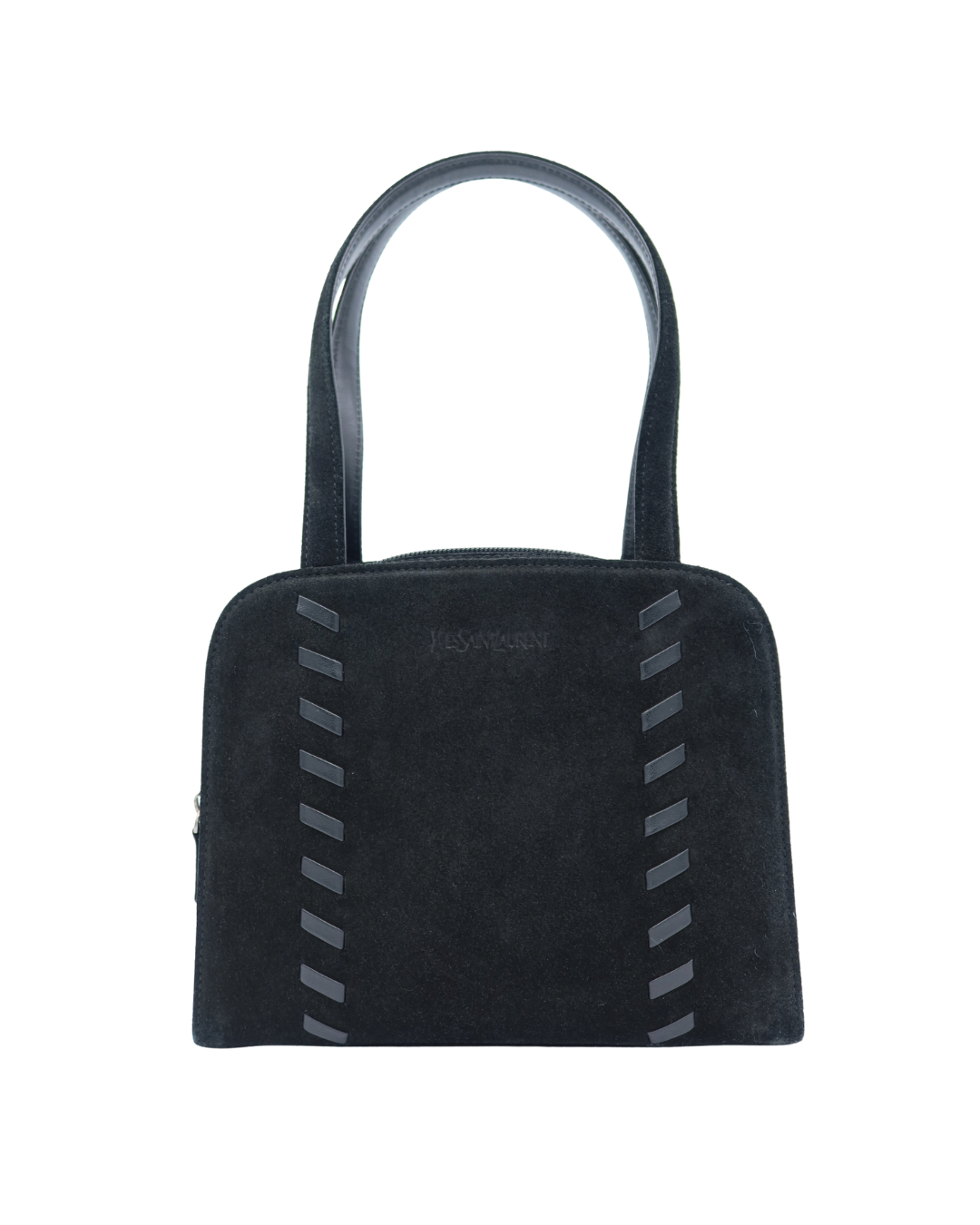 Yves Saint Laurent Vintage Black Suede & Leather Stitched Shoulder Bag