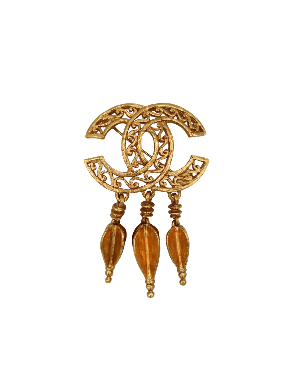 Chanel CC Fringe Brooch Pin Gold 95A