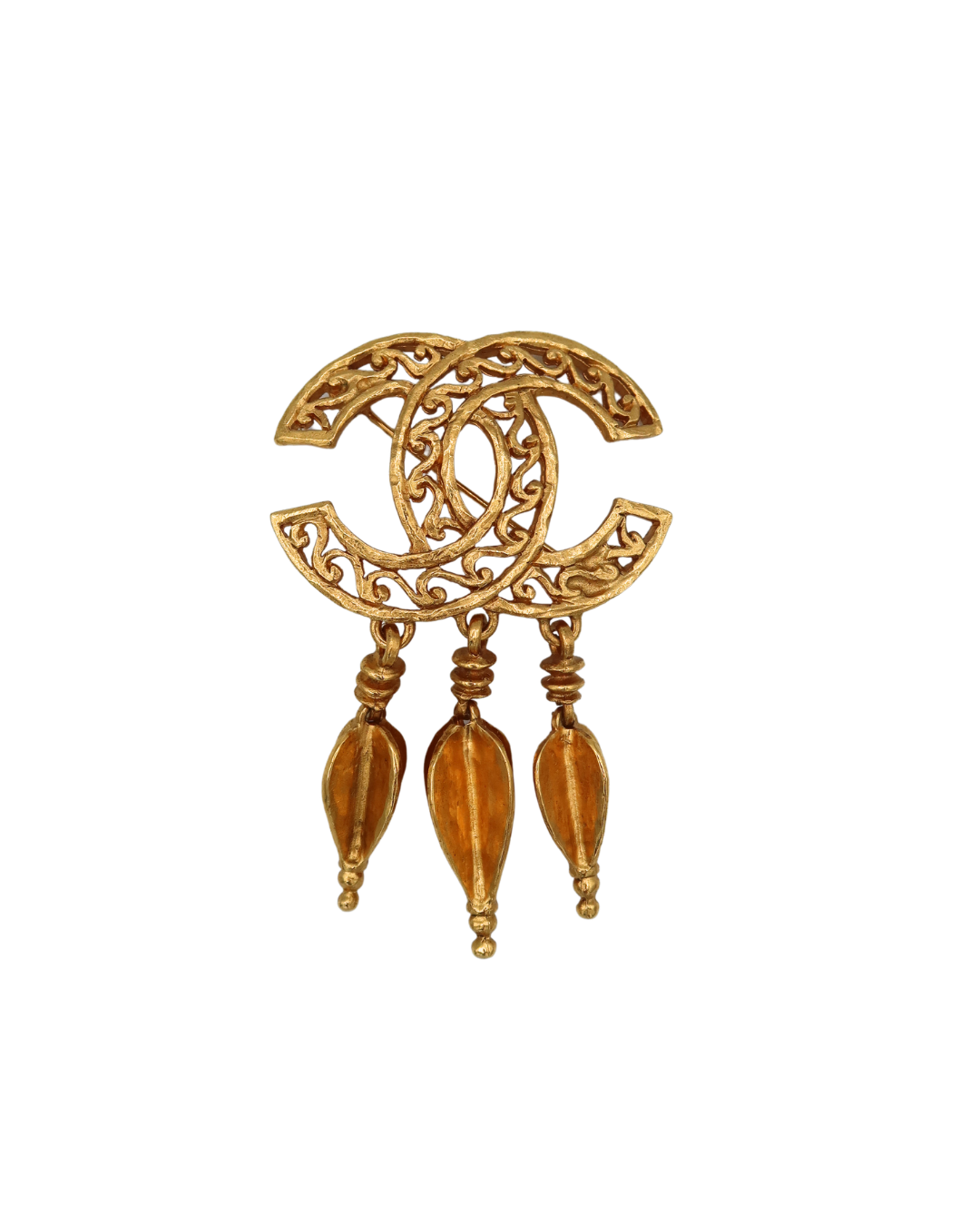 Chanel CC Fringe Brooch Pin Gold 95A