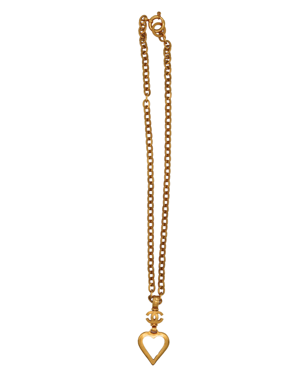 Chanel Gold Toned Glass Heart Necklace