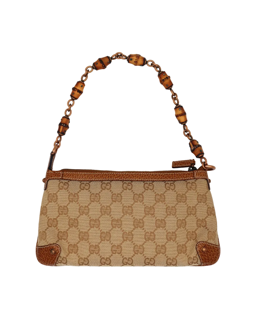 Gucci Bamboo GG Beige Canvas Pouch