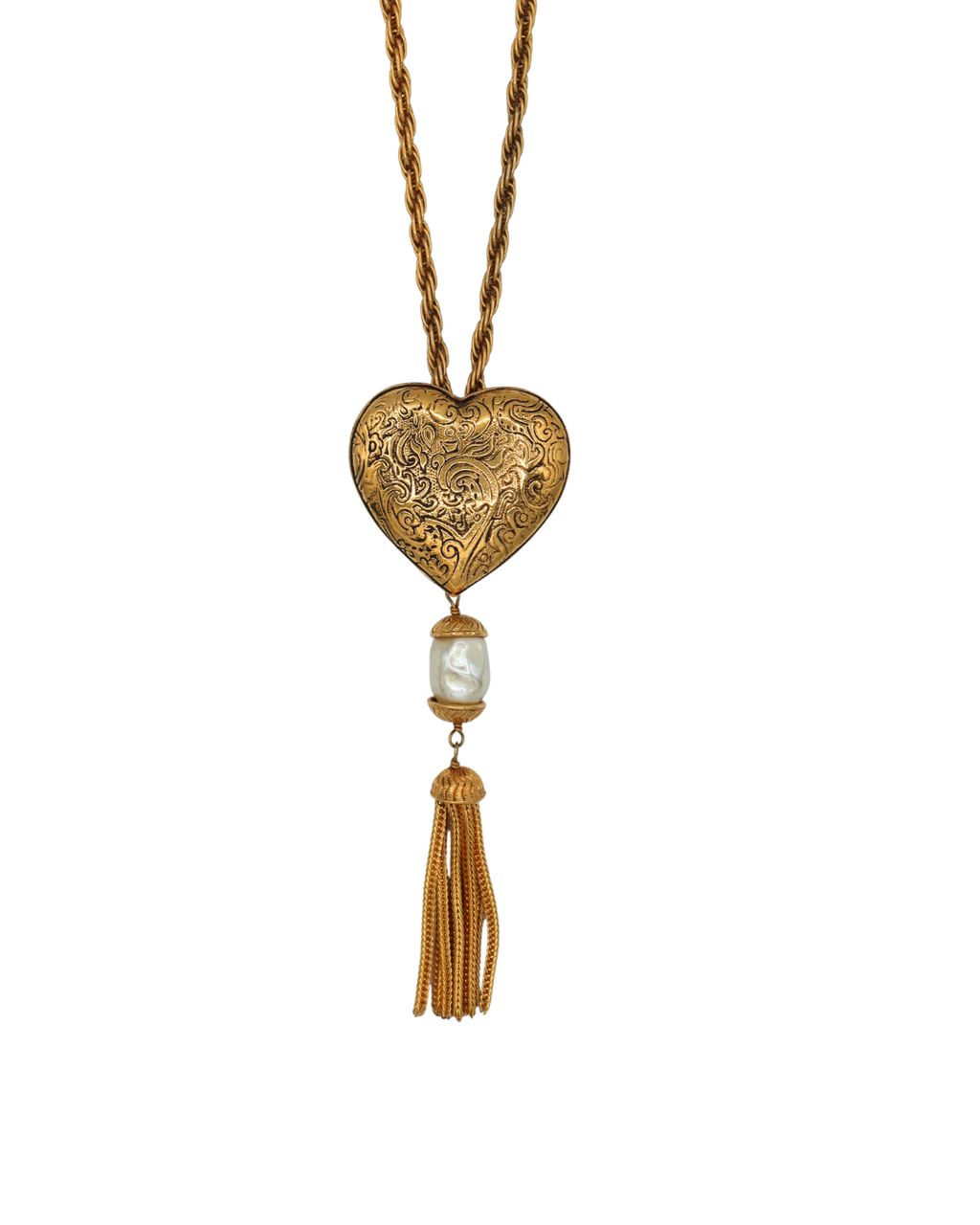 Yves Saint Laurent Vintage Gold-Tone Heart Necklace and Brooch