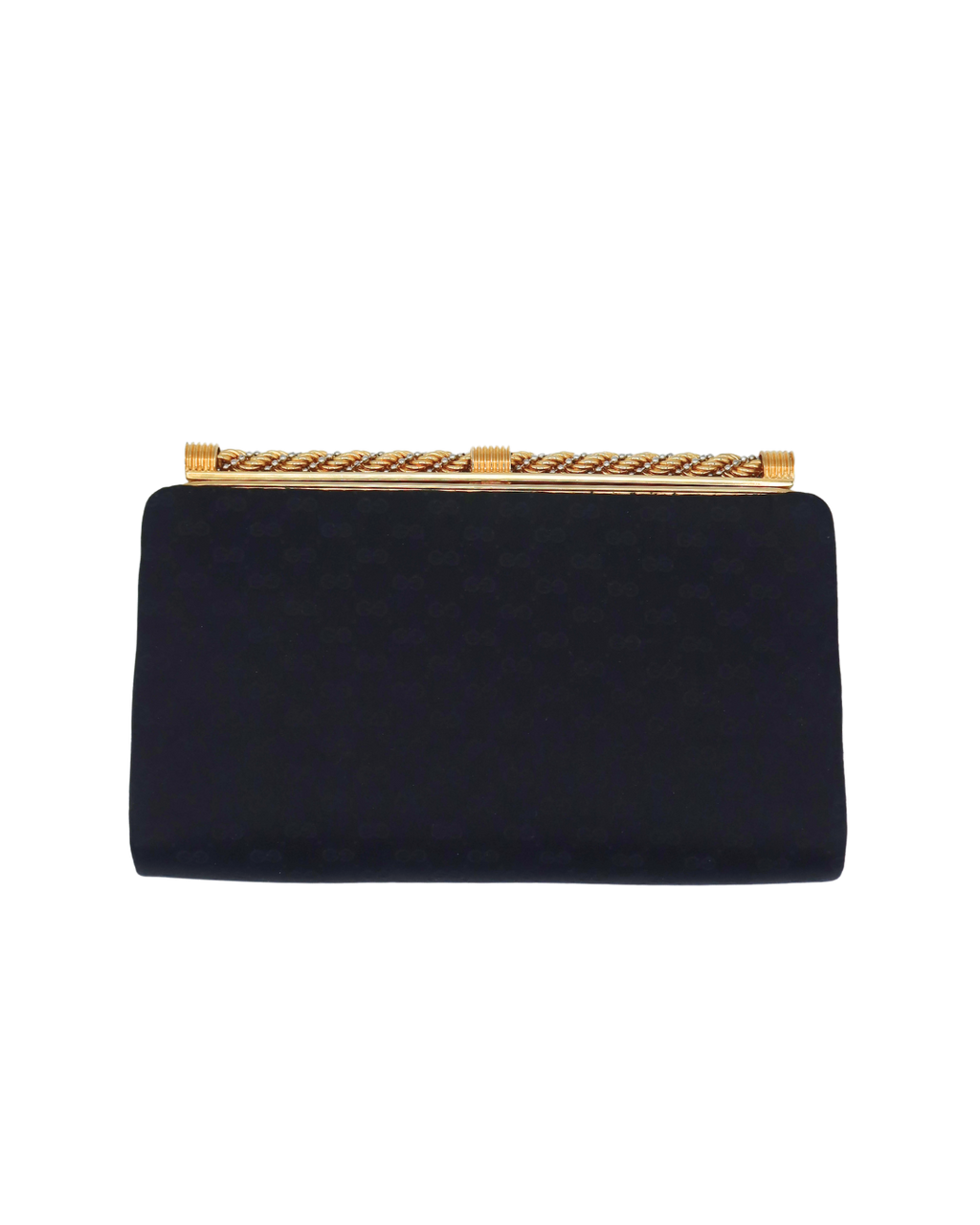 Gucci Vintage Satin Black and Gold Clutch