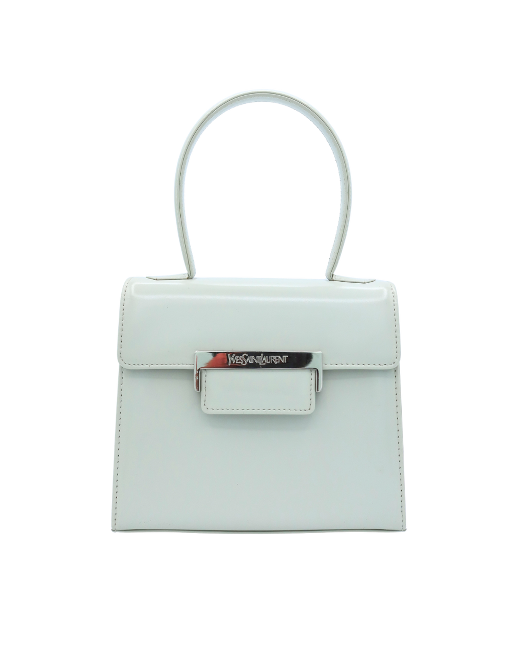 Yves Saint Laurent Vintage Light Gray Leather Top Handle Bag