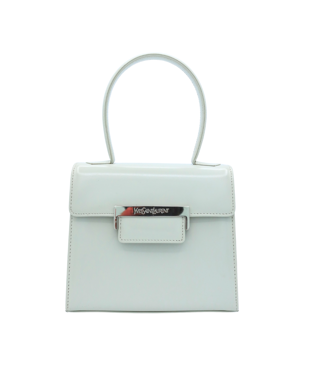 Yves Saint Laurent Vintage Light Gray Leather Top Handle Bag