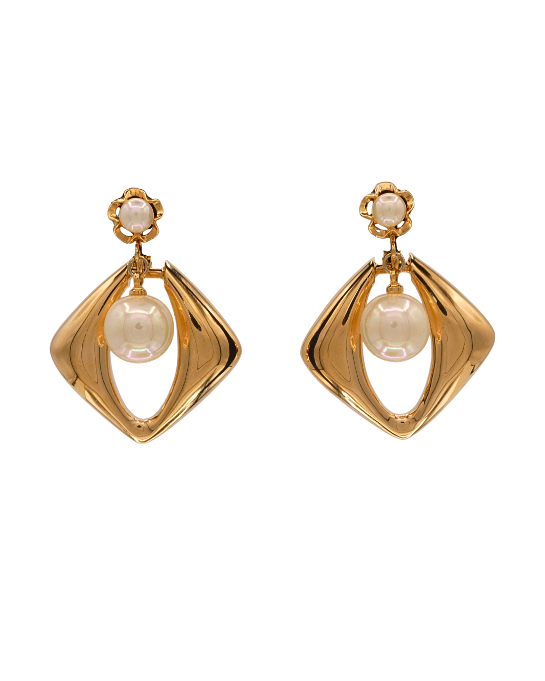 Yves Saint Laurent Vintage Gold & Pearl Drop Earrings