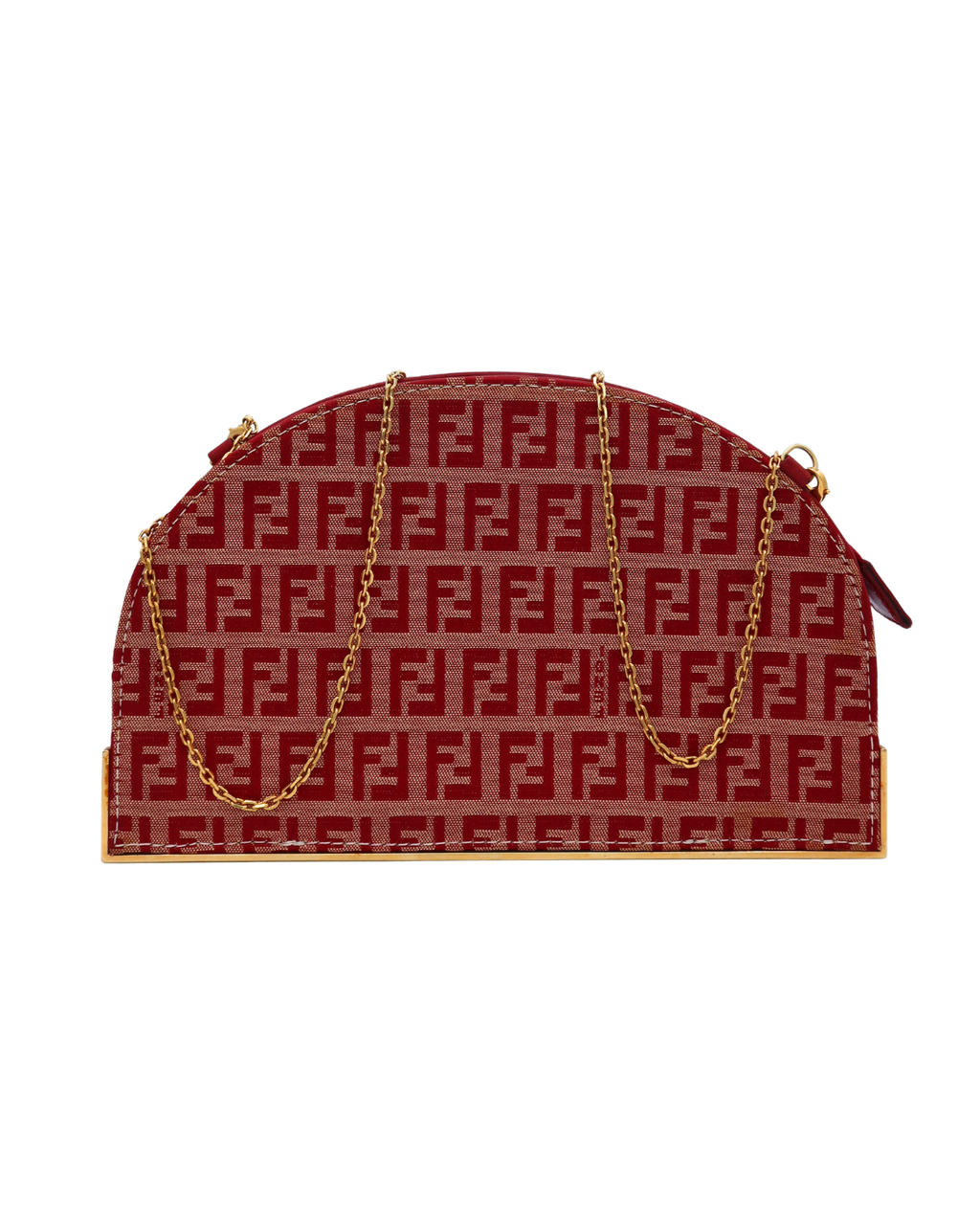 Fendi Vintage Red Zucca Chain Shoulder Bag