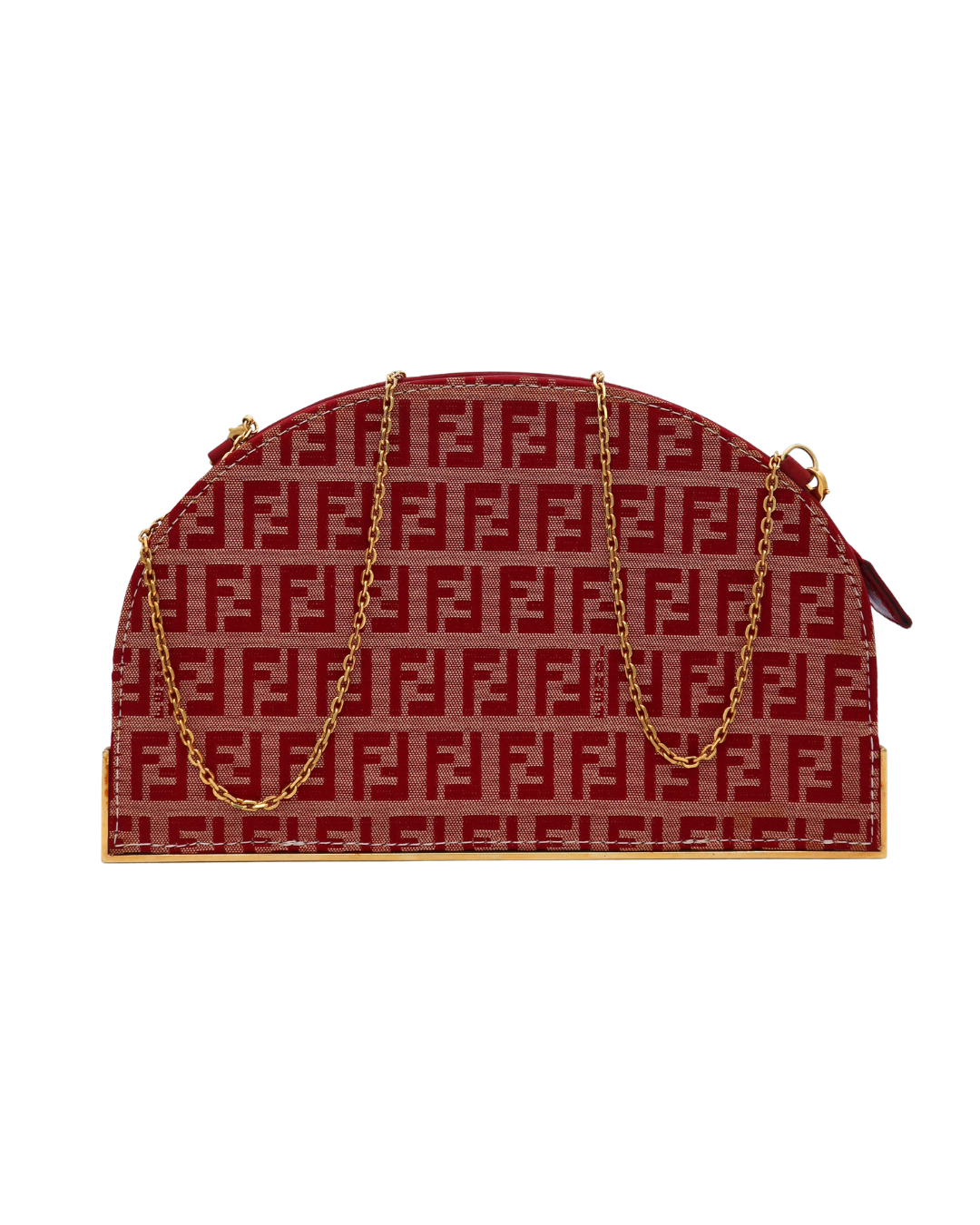 Fendi Vintage Red Zucca Chain Shoulder Bag