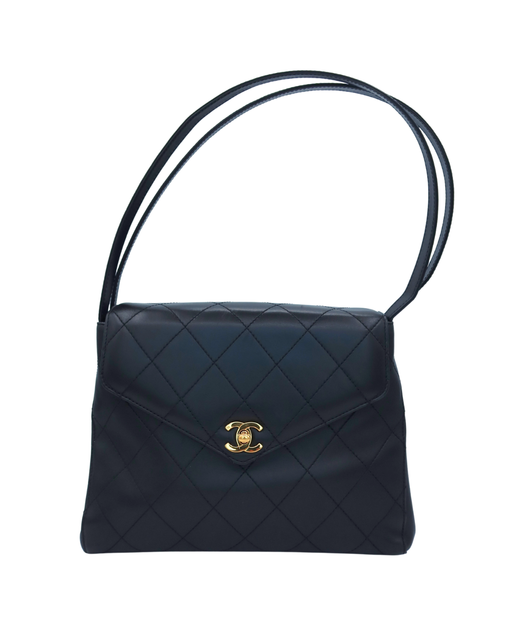 Chanel Vintage Black Matelasse Quilted Lambskin Shoulder Bag 1997–1999
