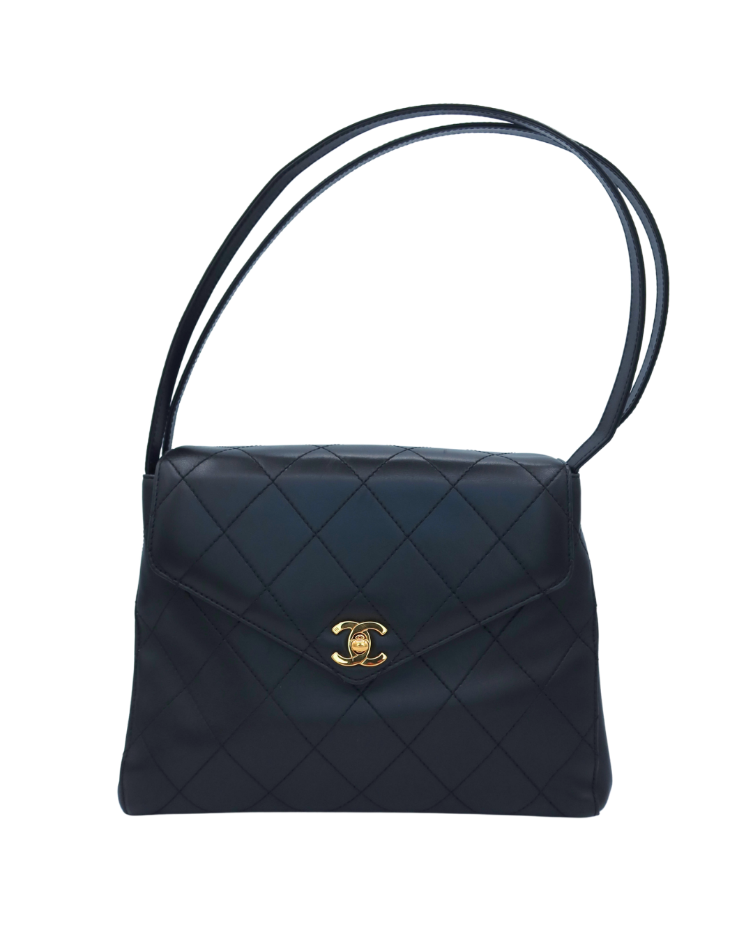 Chanel Vintage Black Matelasse Quilted Lambskin Shoulder Bag 1997–1999