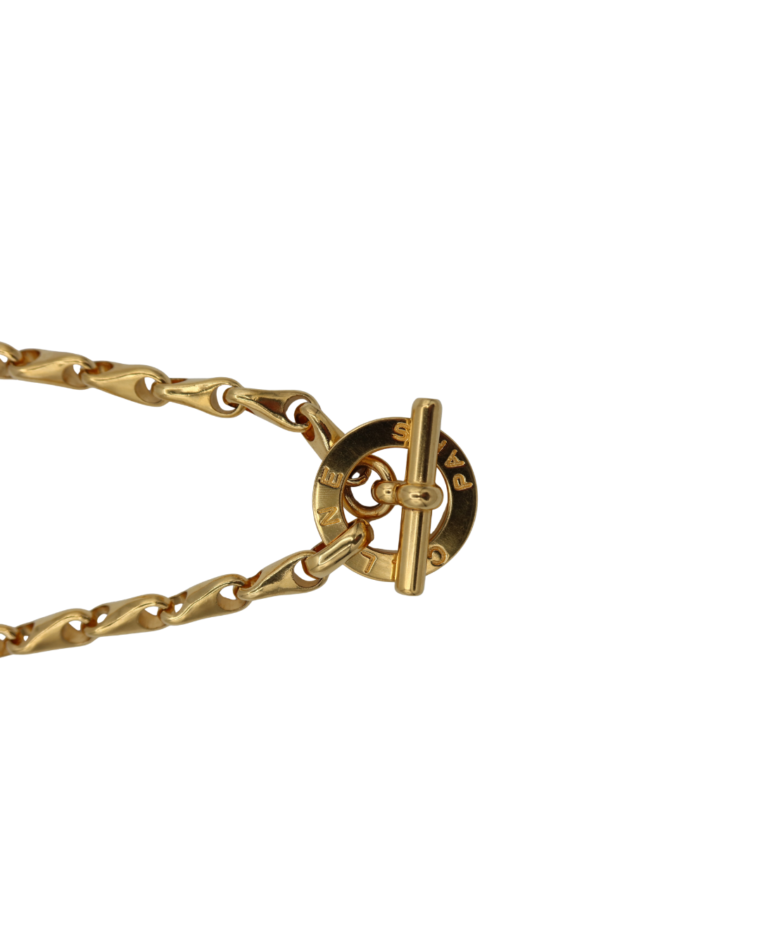Celine Gold-Tone Circle Logo Long Chain Belt
