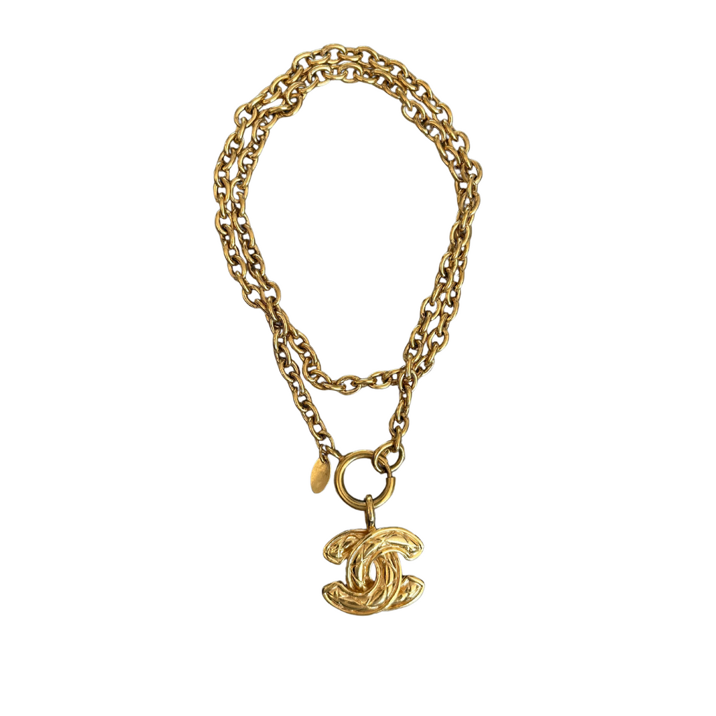 Chanel Gold Quilted CC Necklace