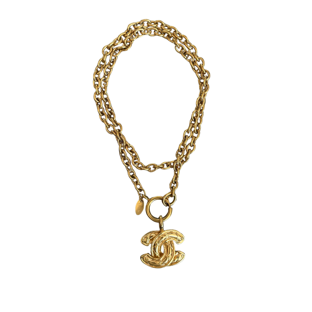 Chanel Gold Quilted CC Necklace