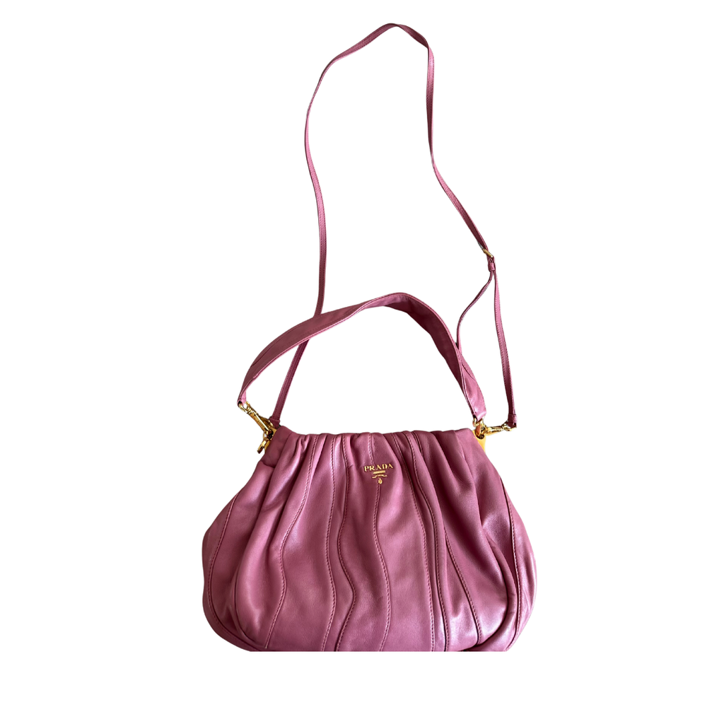 Prada Pink Gathered Leather Hobo Bag