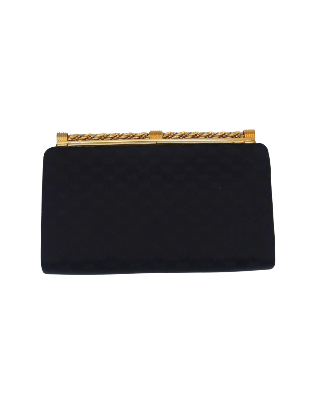 Gucci Vintage Satin Black and Gold Clutch