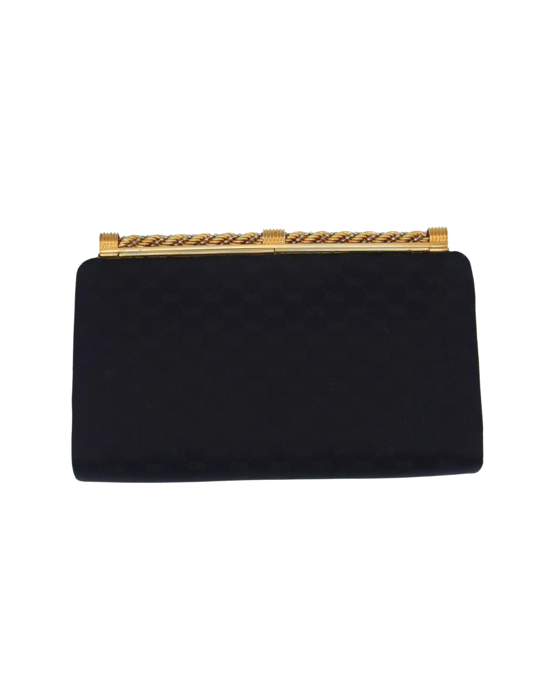 Gucci Vintage Satin Black and Gold Clutch