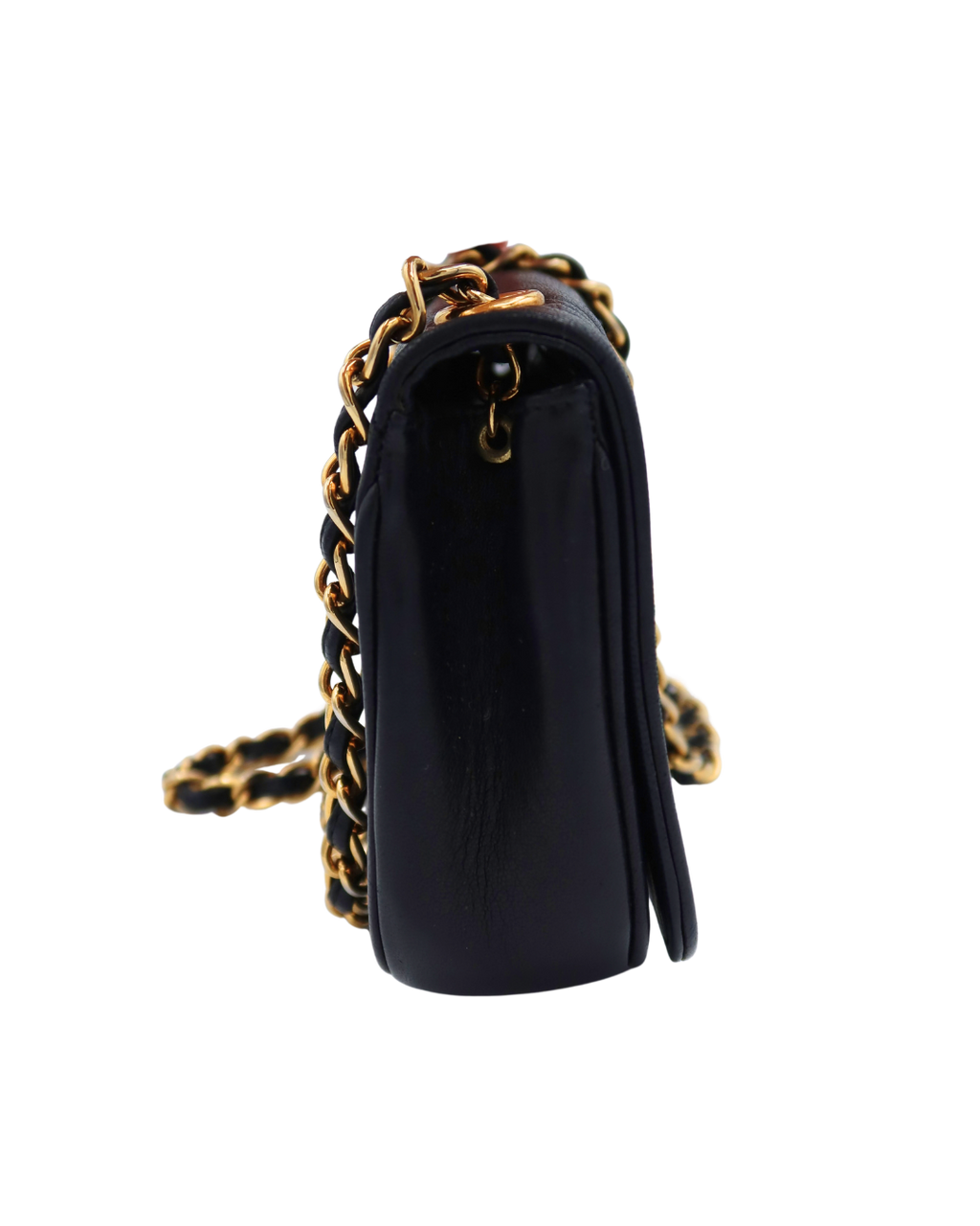 Chanel CC Logo Black Lambskin Leather Mini Shoulder Bag 1986-1988