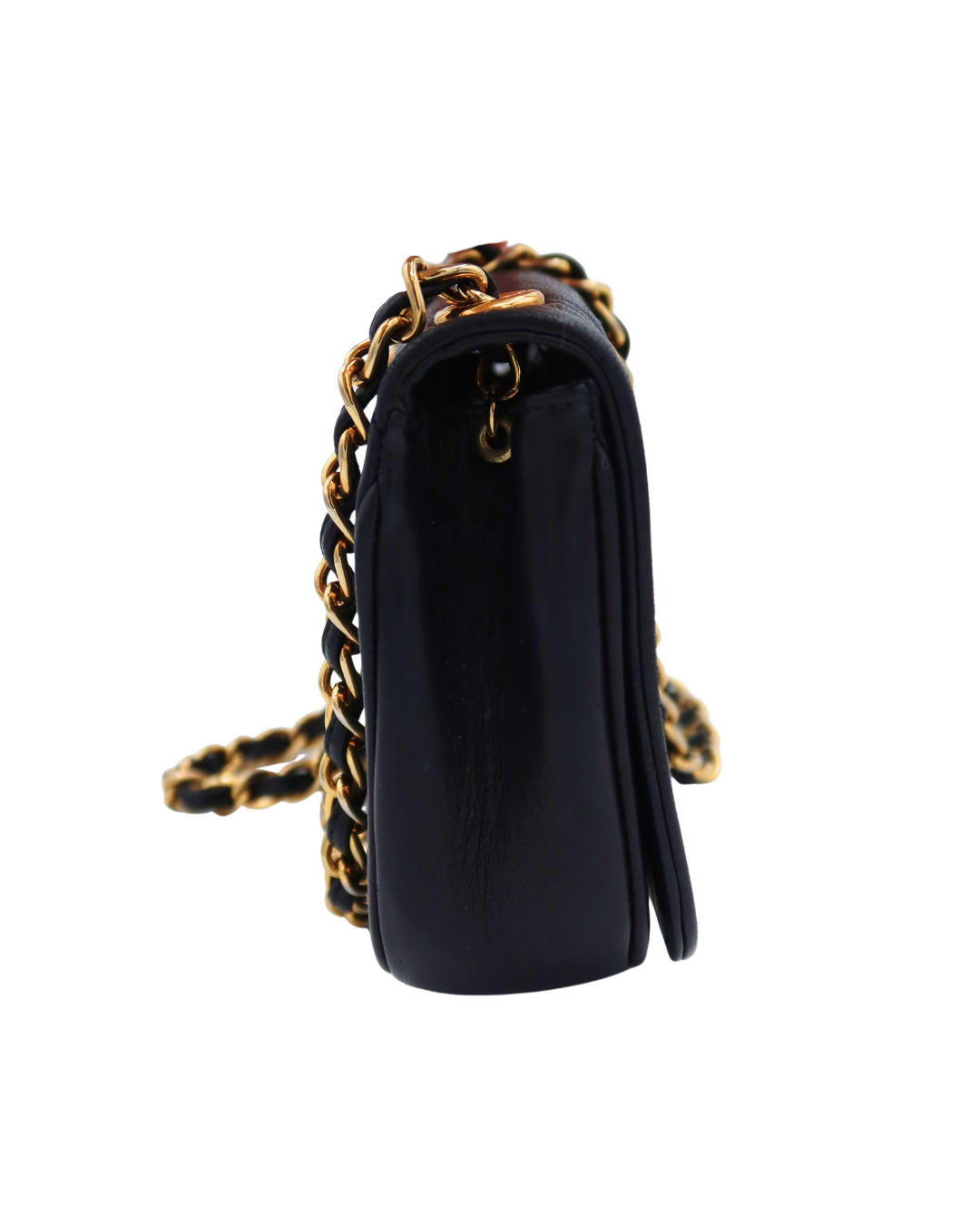 Chanel CC Logo Black Lambskin Leather Mini Shoulder Bag 1986-1988