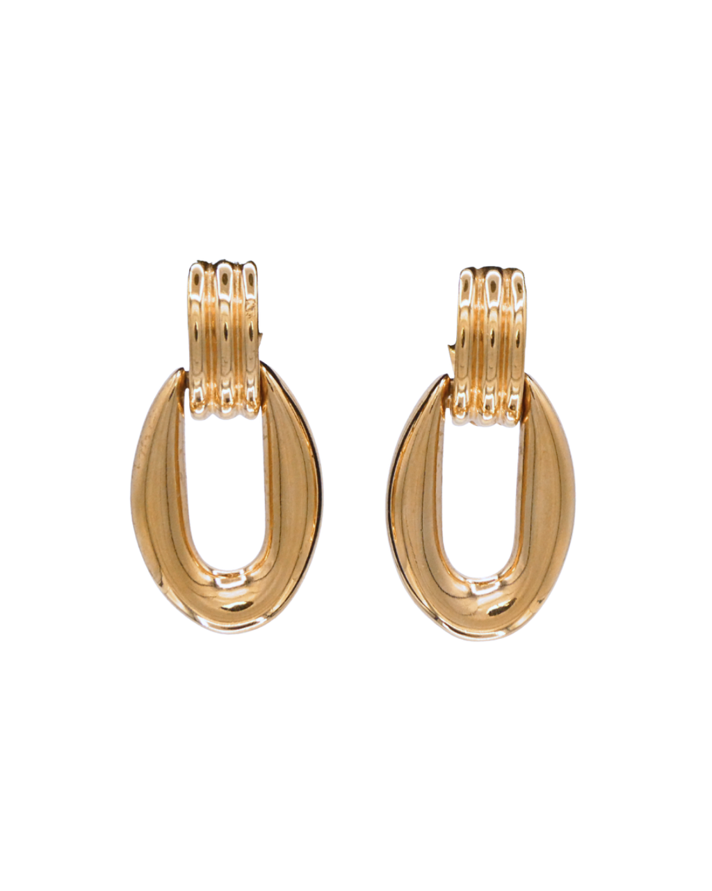 Givenchy Vintage Gold Tone Oval Door Knocker Clip On Earrings