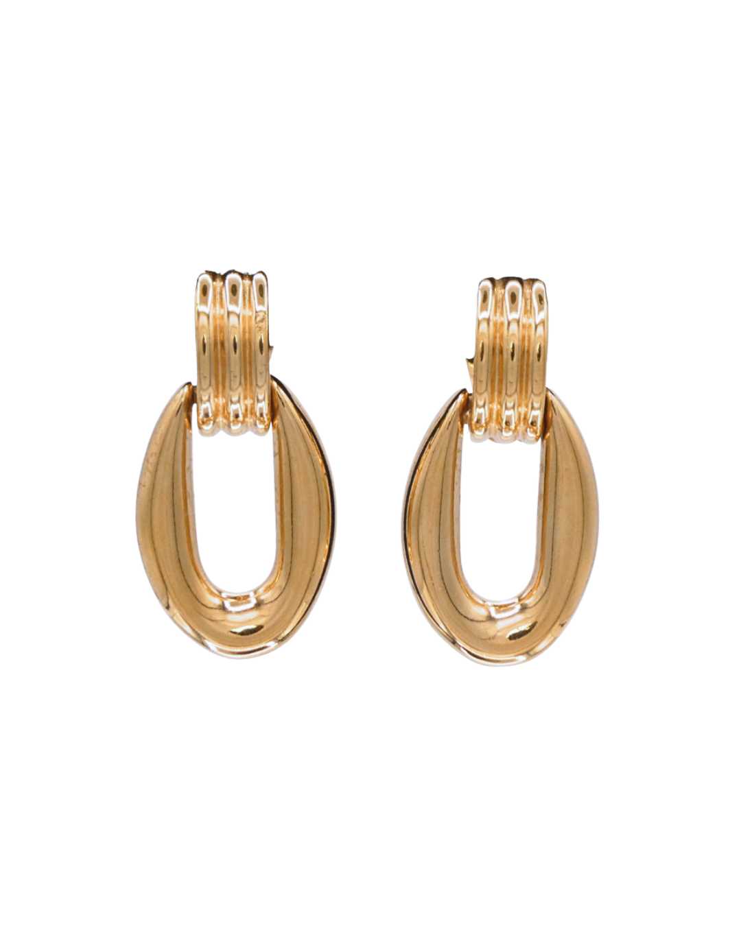 Givenchy Vintage Gold Tone Oval Door Knocker Clip On Earrings