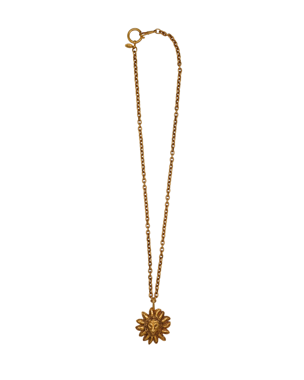 Chanel Vintage Gold-Tone Lion Medallion Long Necklace
