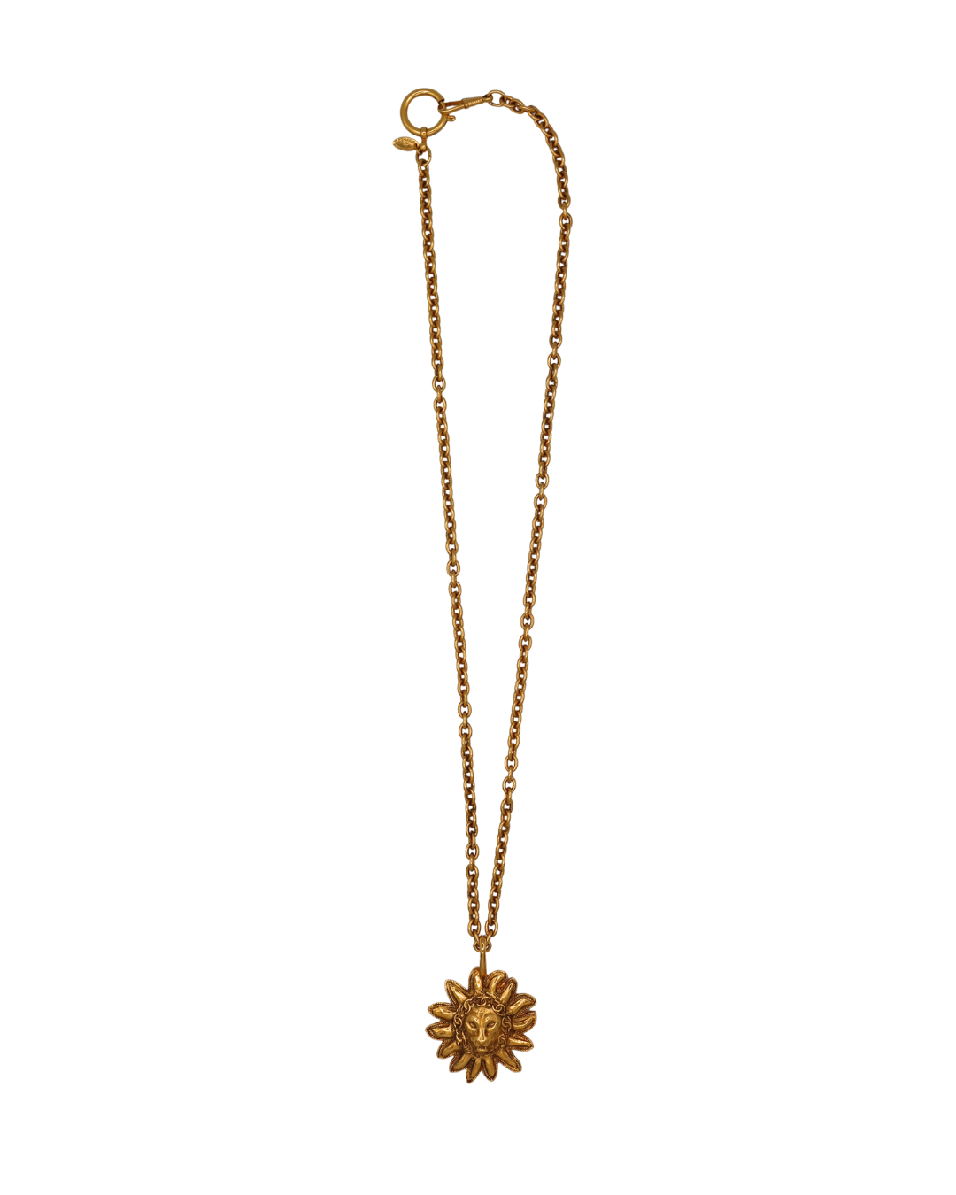 Chanel Vintage Gold-Tone Lion Medallion Long Necklace