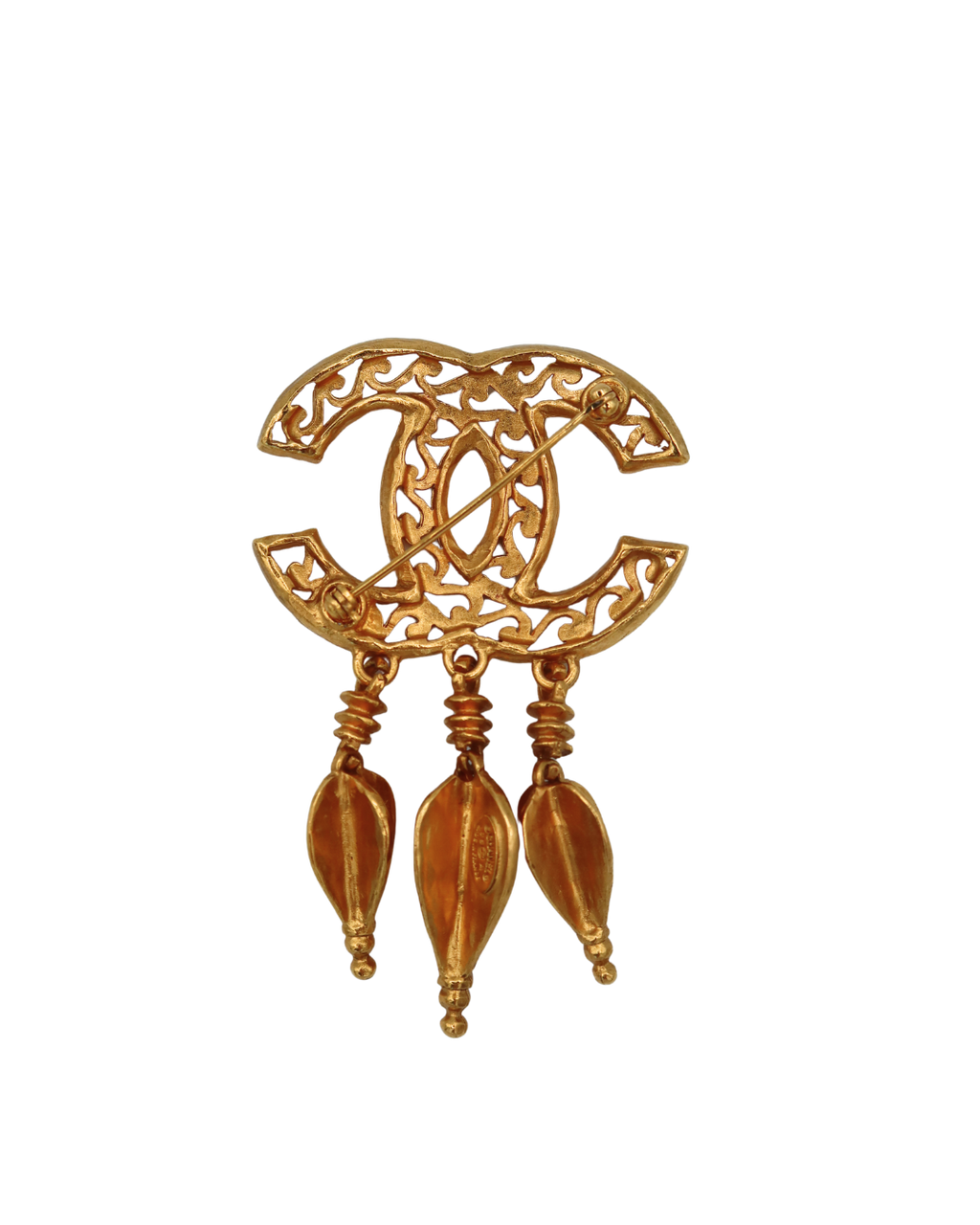 Chanel CC Fringe Brooch Pin Gold 95A