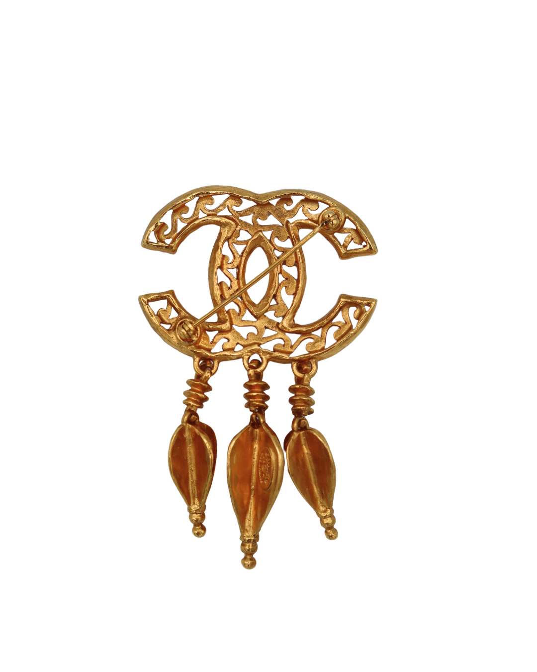 Chanel CC Fringe Brooch Pin Gold 95A