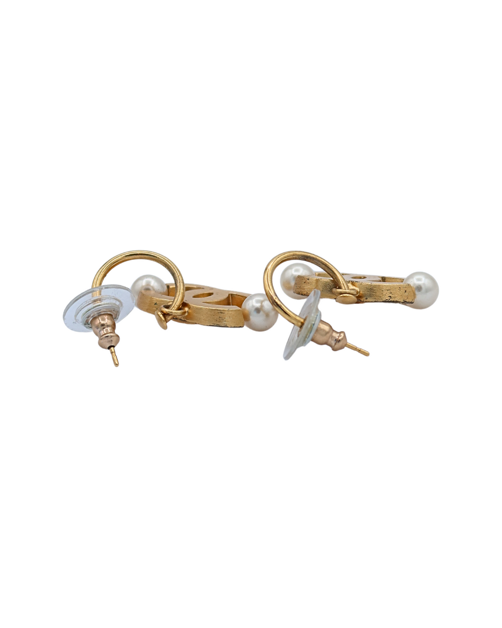 Chanel Vintage CC Logo Earrings with Faux Pearl