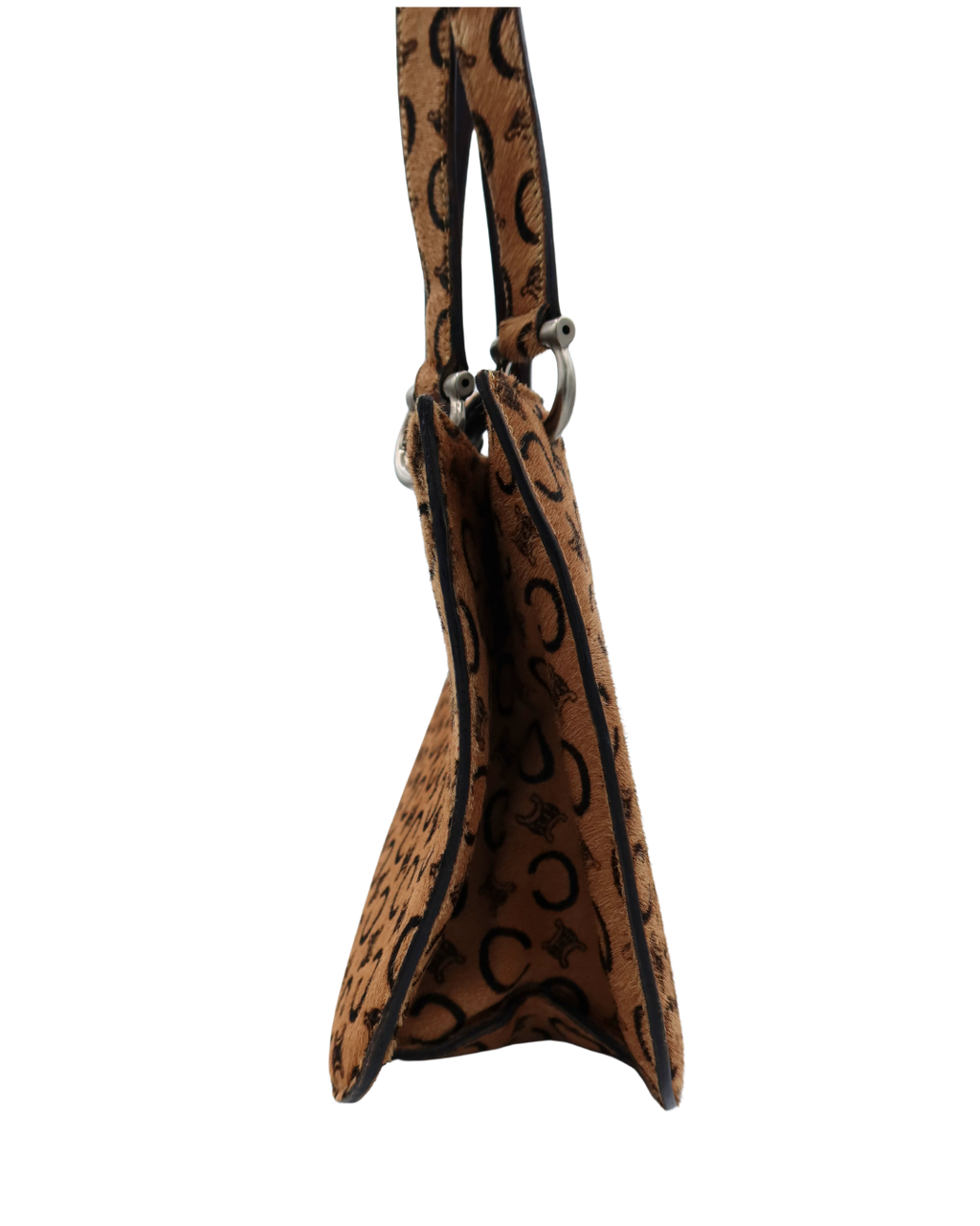 Celine Vintage and Rare Tan Triomphe Printed Calf Hair Shoulder Bag