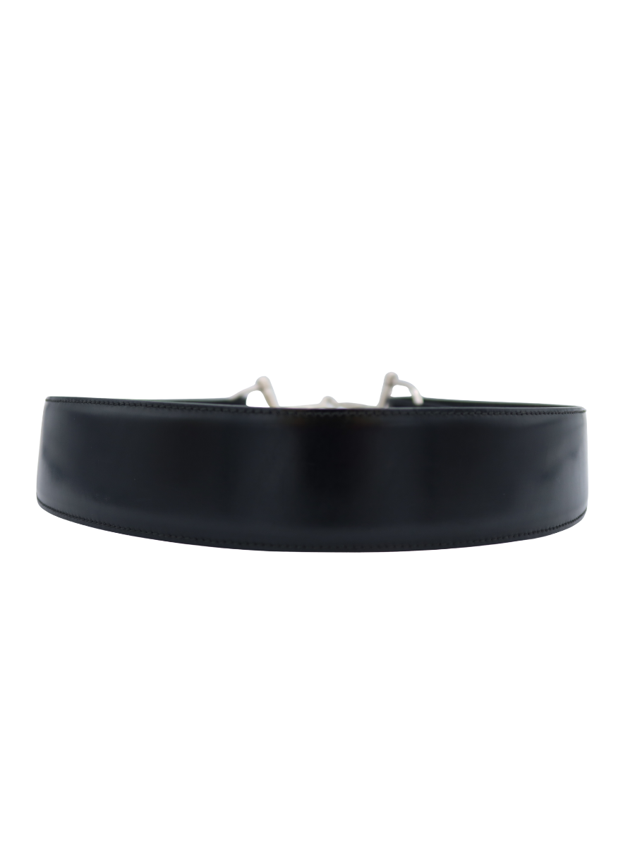 Gucci Vintage Black Leather Silver Horsebit Belt