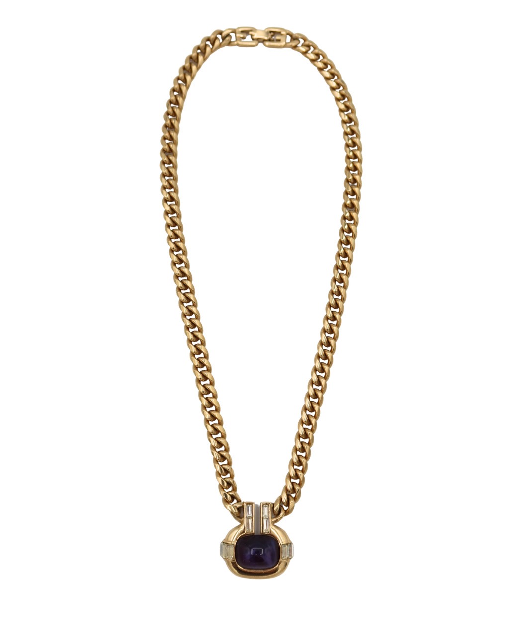 Givenchy Gold-Tone Purple Stone & Crystal Pendant Necklace