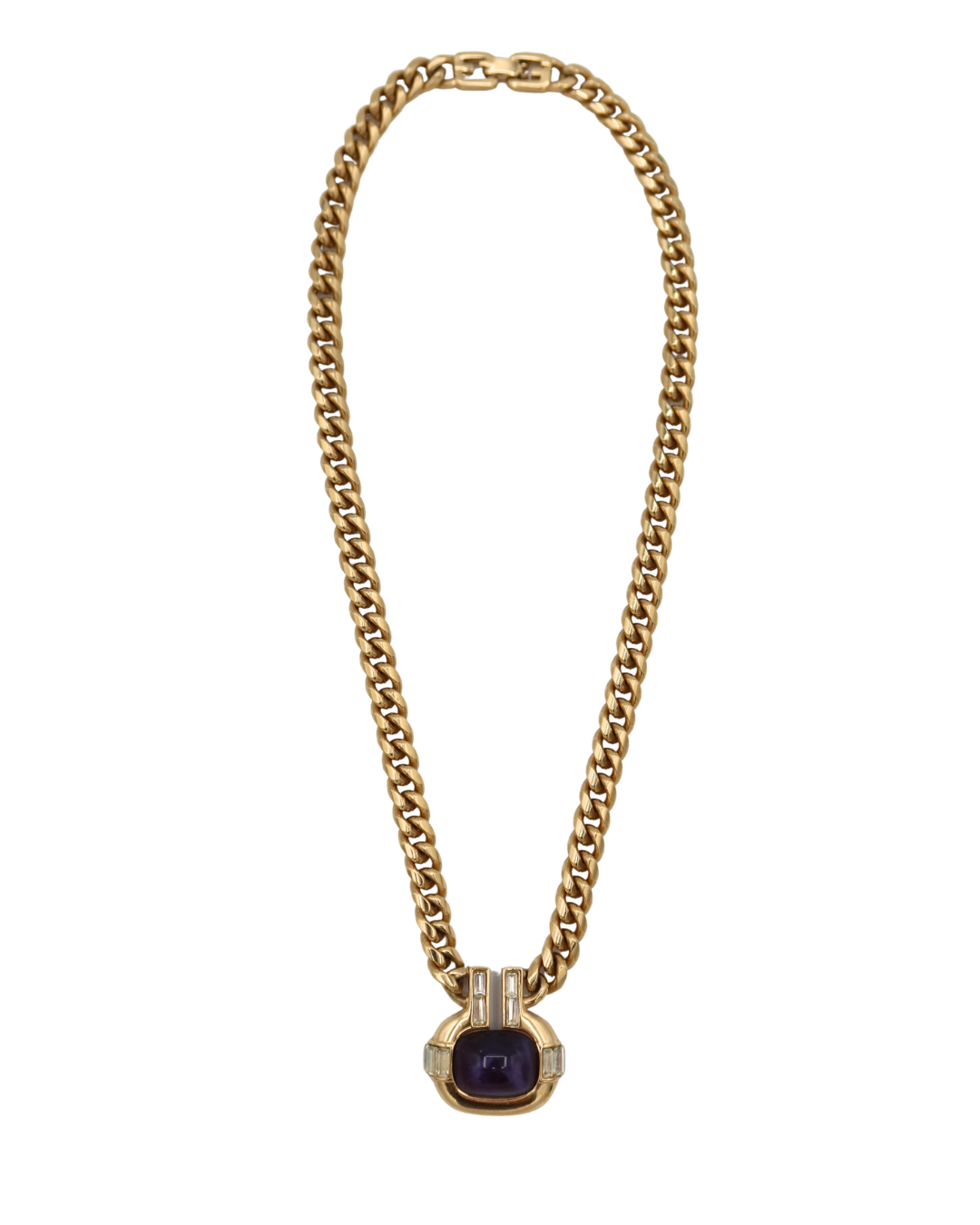 Givenchy Gold-Tone Purple Stone & Crystal Pendant Necklace