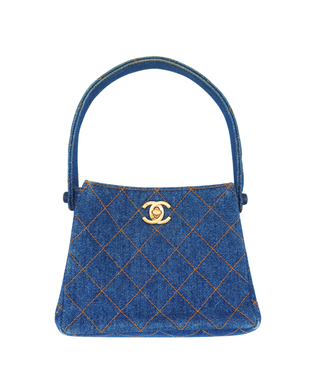 Chanel Vintage Blue Denim Matelassé Double Sided Mini Hand Bag