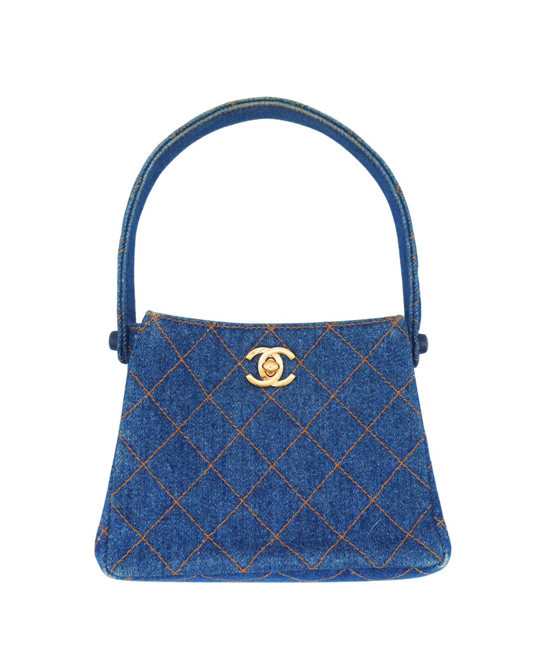 Chanel Vintage Blue Denim Matelassé Double Sided Mini Hand Bag