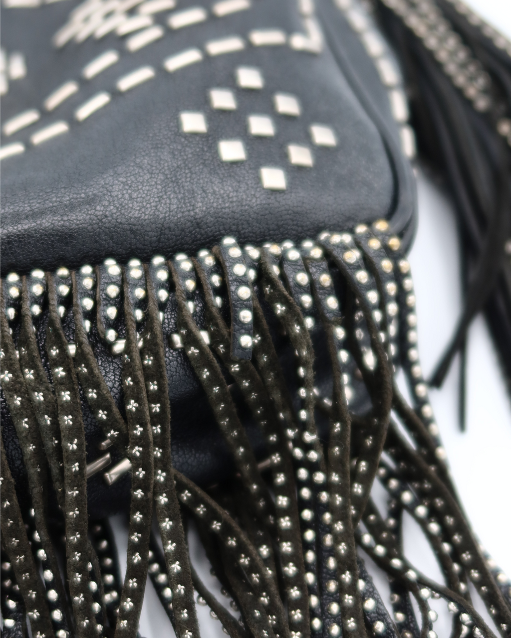 Saint Laurent YSL Small Black Studded Helena Bucket Bag