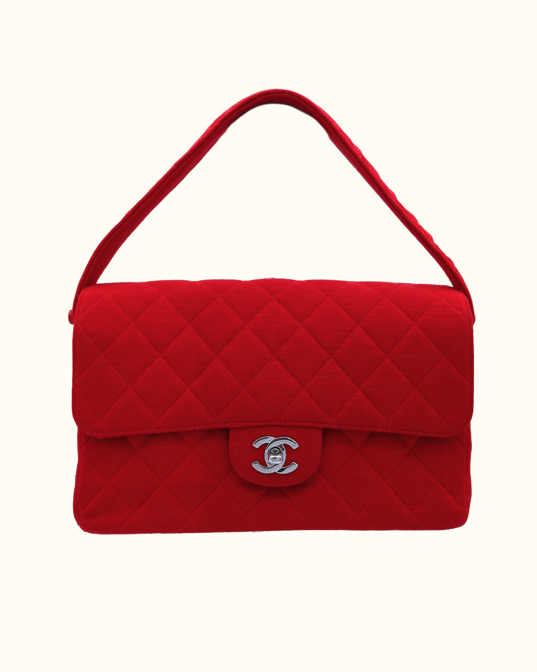 Chanel Classic Red Cotton Double Flap Bag