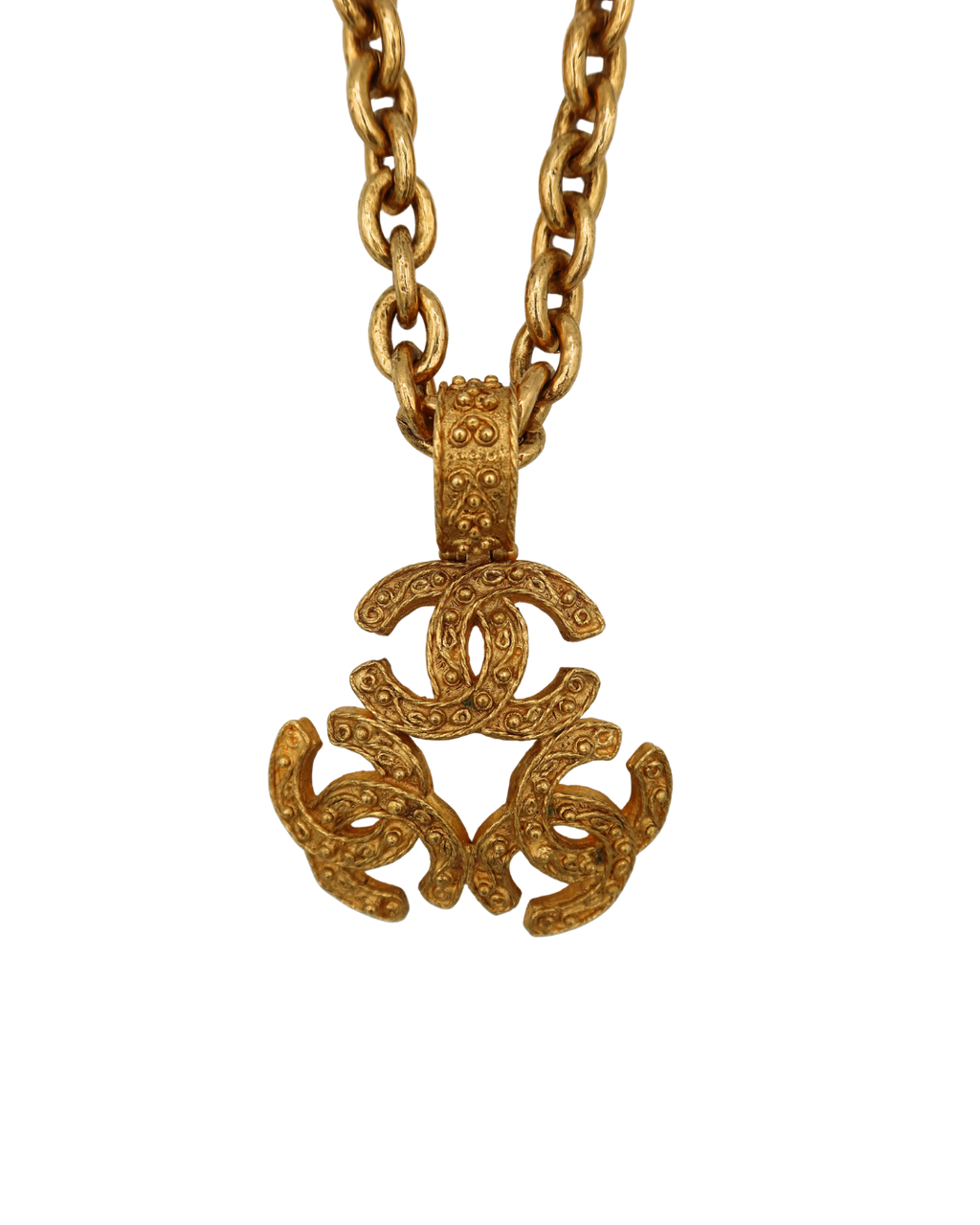 Chanel Vintage Triple Coco CC Pendant Necklace 1994