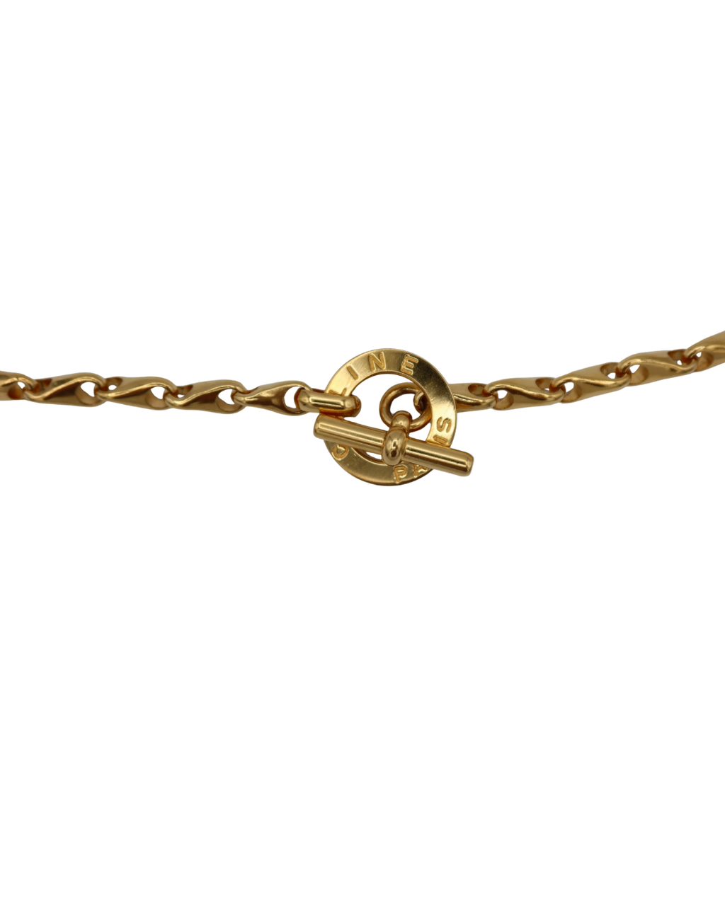 Celine Gold-Tone Circle Logo Long Chain Belt