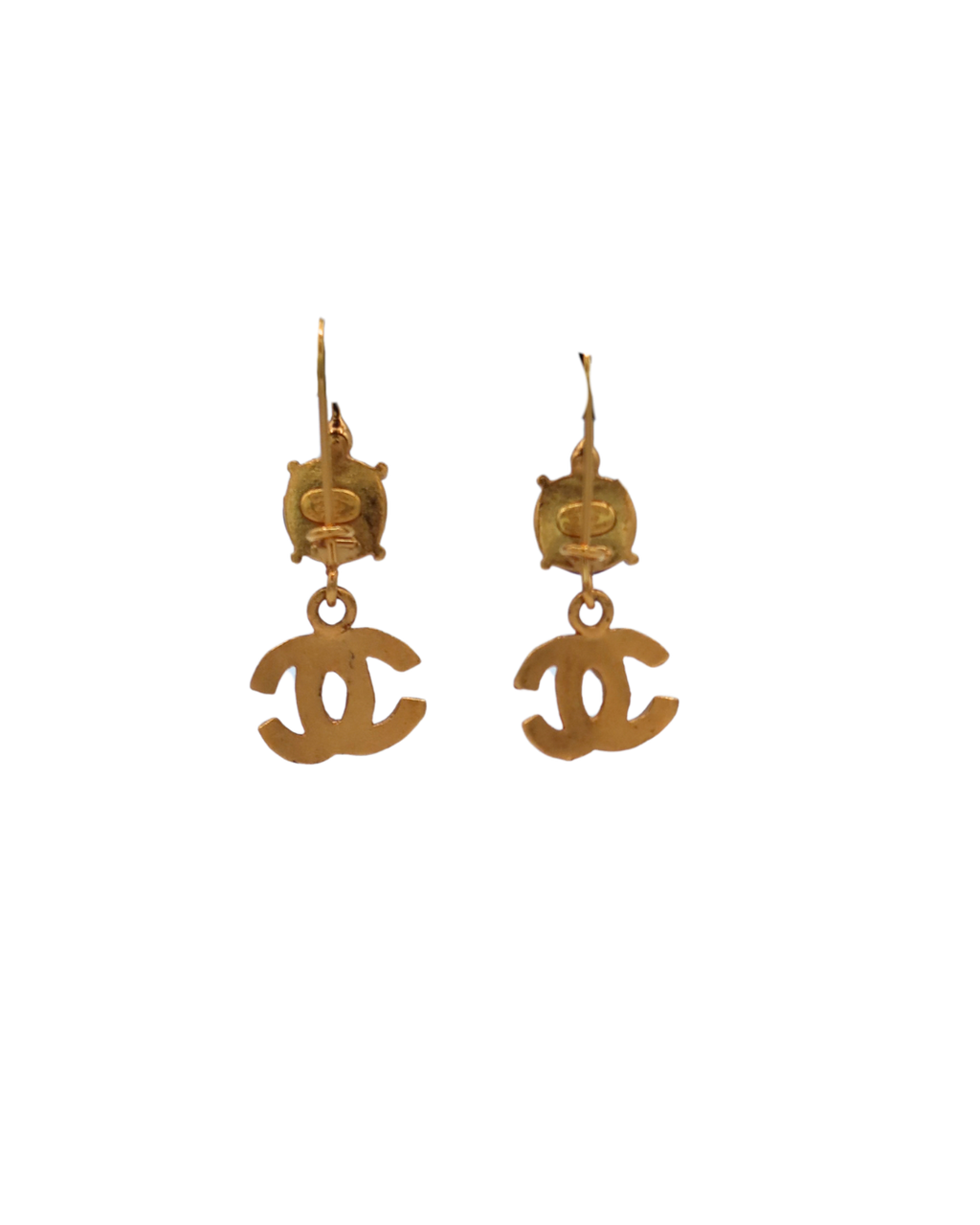Chanel Vintage Plum Stone CC Drop Gold-Tone Earrings 99P