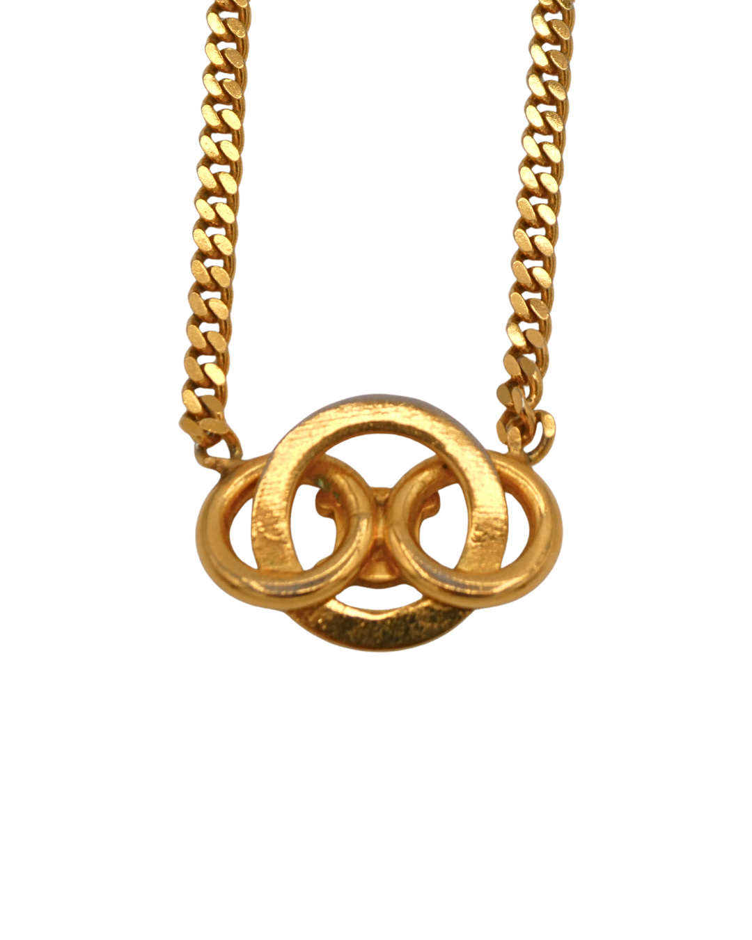 Celine Vintage Crystal Triomphe Pendant Necklace