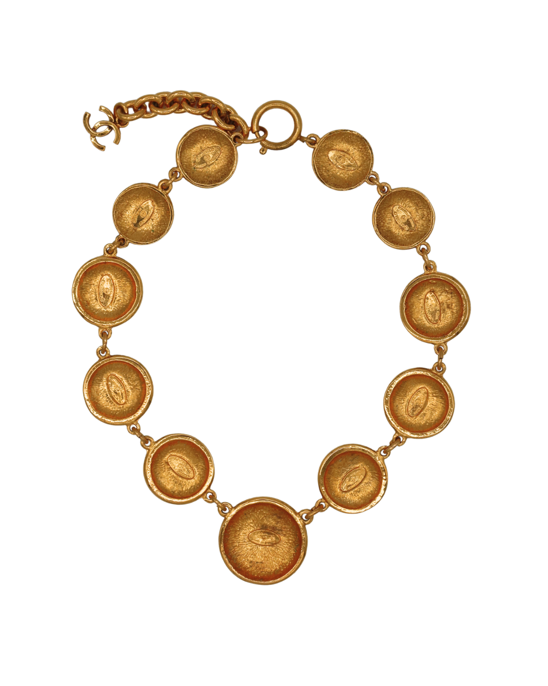 Chanel Vintage Gold Toned CC Sunburst Necklace