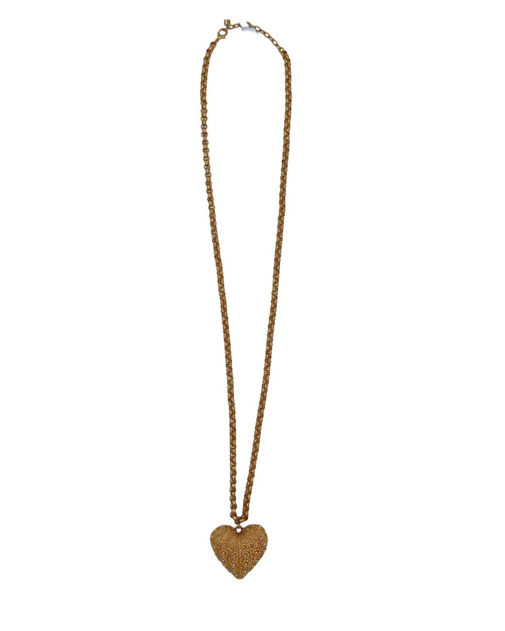 Nina Ricci Vintage Gold-Tone Pearl Heart Pendant Necklace