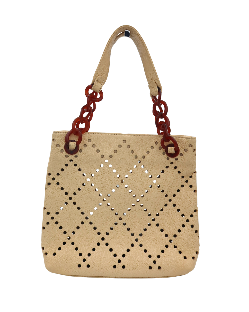 Chanel Vintage Cream Caviar Leather Perforated Bag 2003-2004