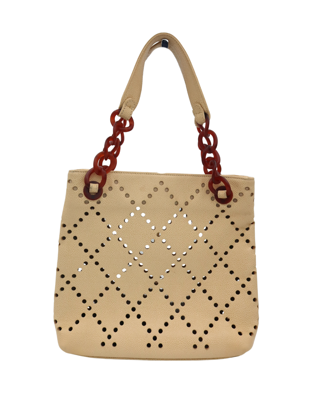 Chanel Vintage Cream Caviar Leather Perforated Bag 2003-2004