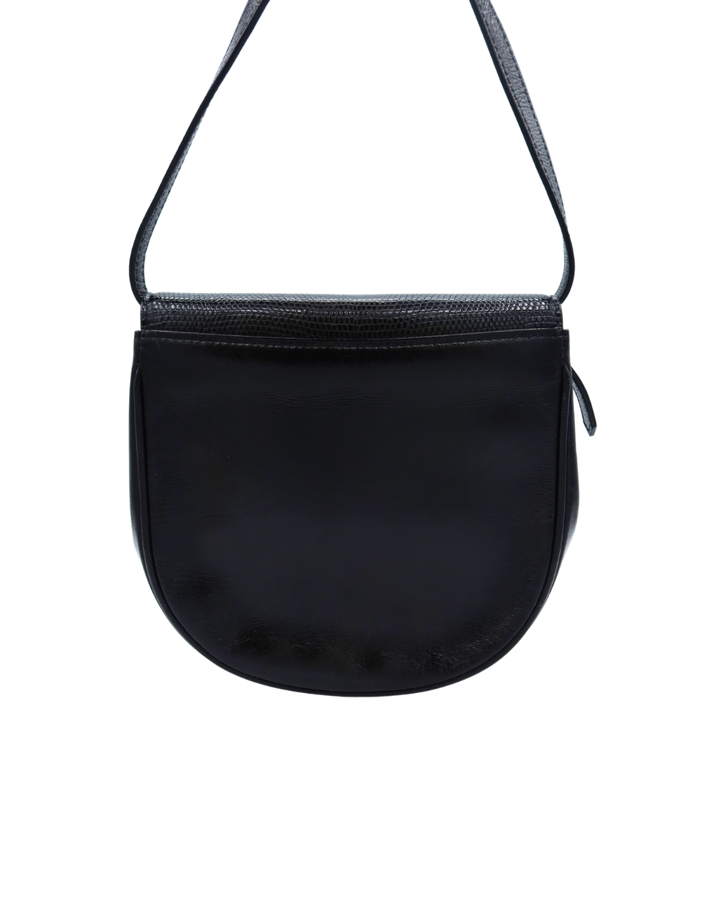 Yves Saint Laurent YSL Black Lizard-Embossed Shoulder Bag